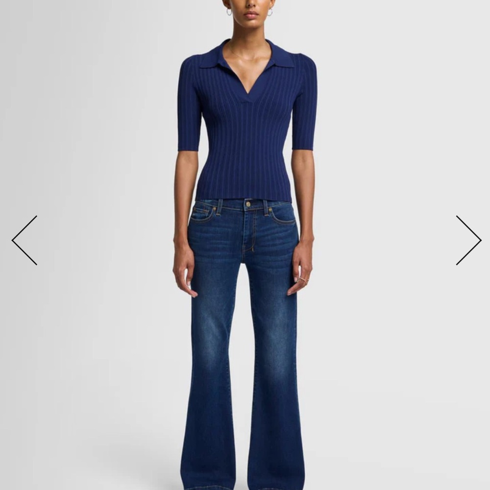 7 For All Mankind Blue Boot Cut Jeans with Rhinestone back pockets